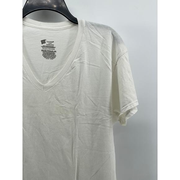 HANES Men's White V-Neck Short Sleeve Casual Underlayer T-Shirt SZ M - Picture 3 of 9